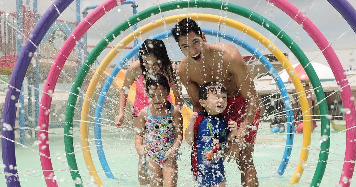 slide and swim at a waterpark