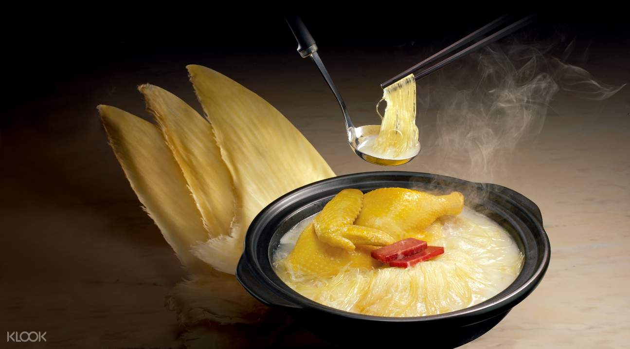 traditional shark fin soup in chicken broth