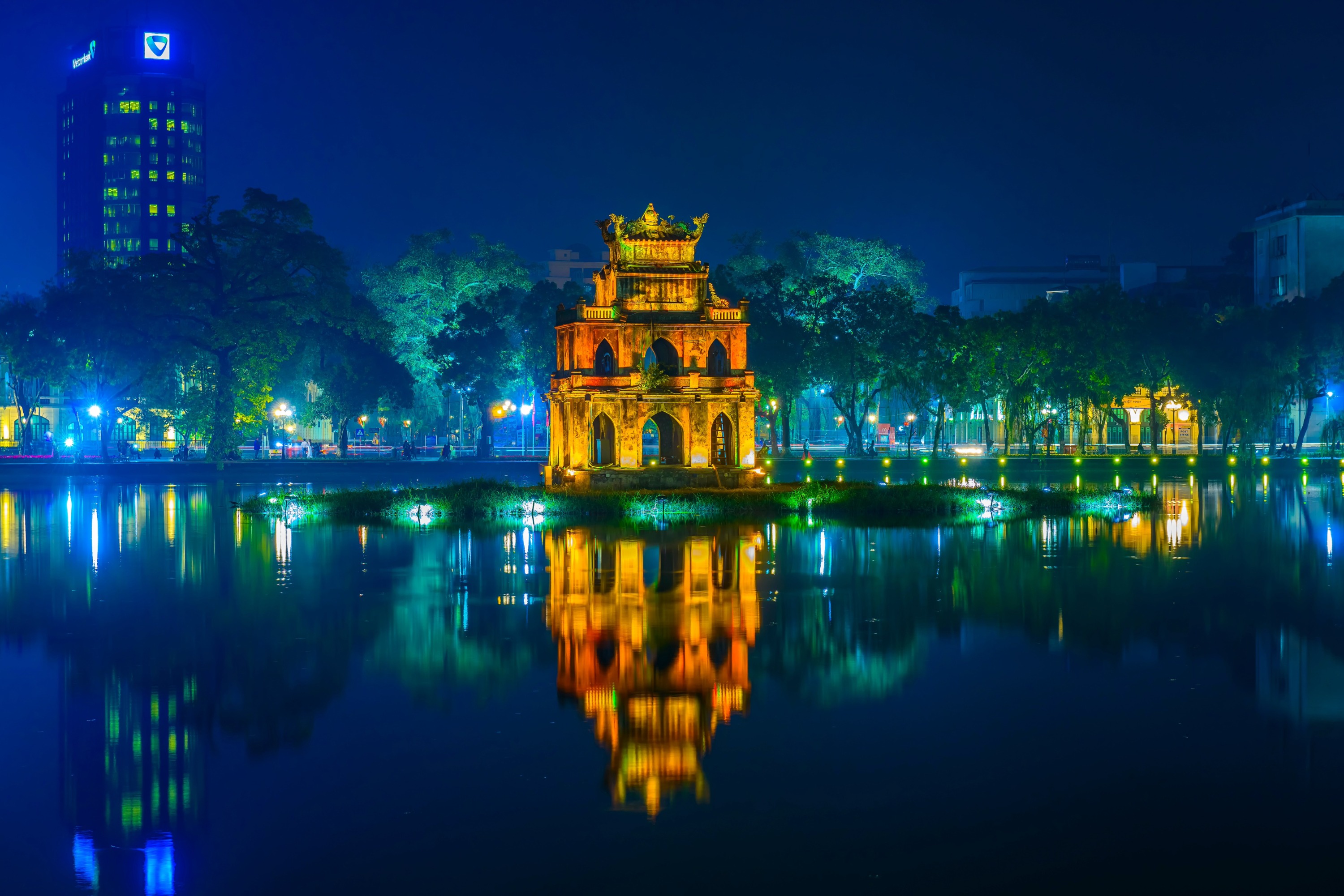 Turtle Tower in Sward Lake in Hanoi in Vietnam