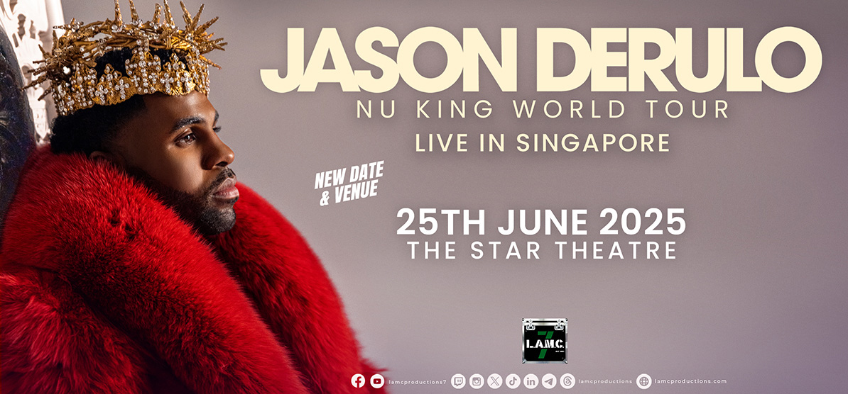 Global Pop Superstar JASON DERULO to perform first-ever concert in Singapore this March 2025! at Singapore EXPO Arena!