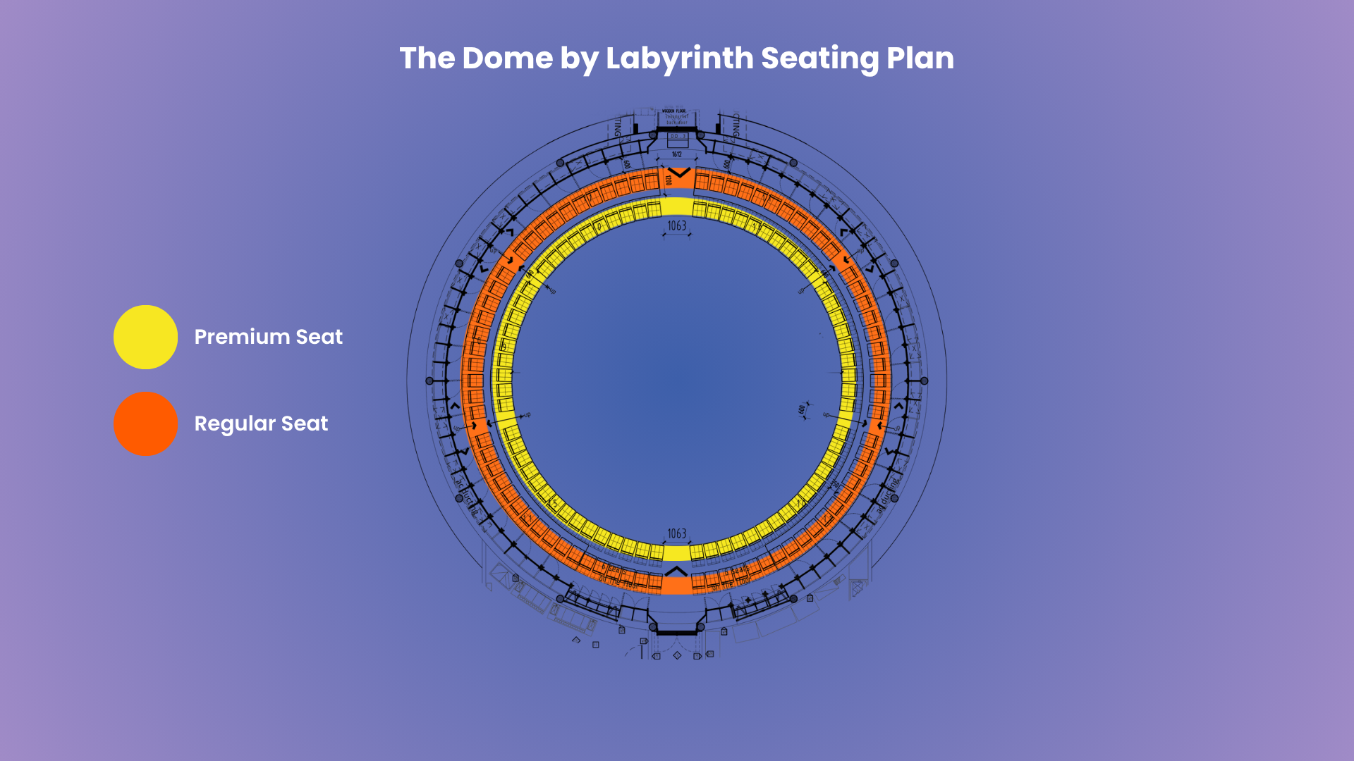la cupola di planimetria dei posti a sedere del labirinto
