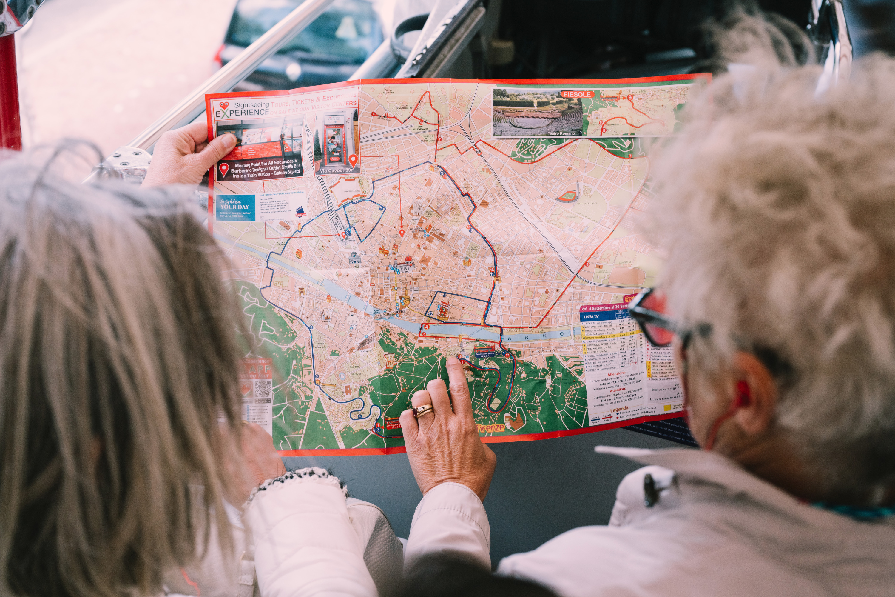 Two people looking at a map