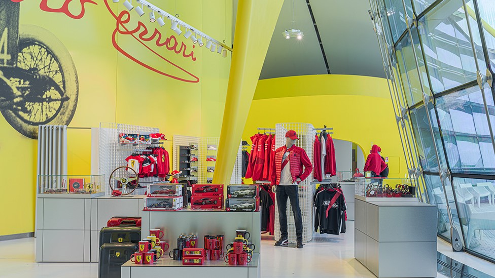 The Ferrari Museum store offers a variety of branded merchandise, from apparel to collectibles and souvenirs