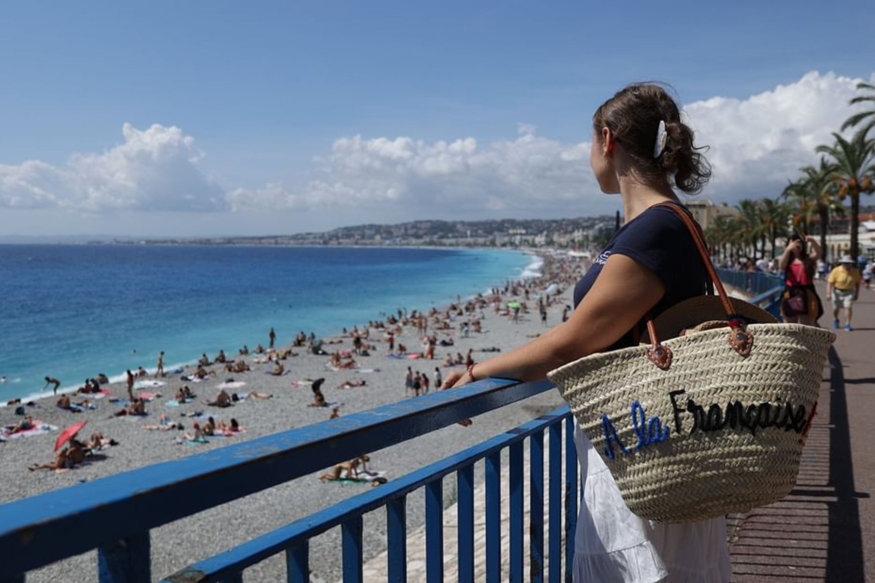 A scenic coastal view of Nice, France, framed by azure Mediterranean waters