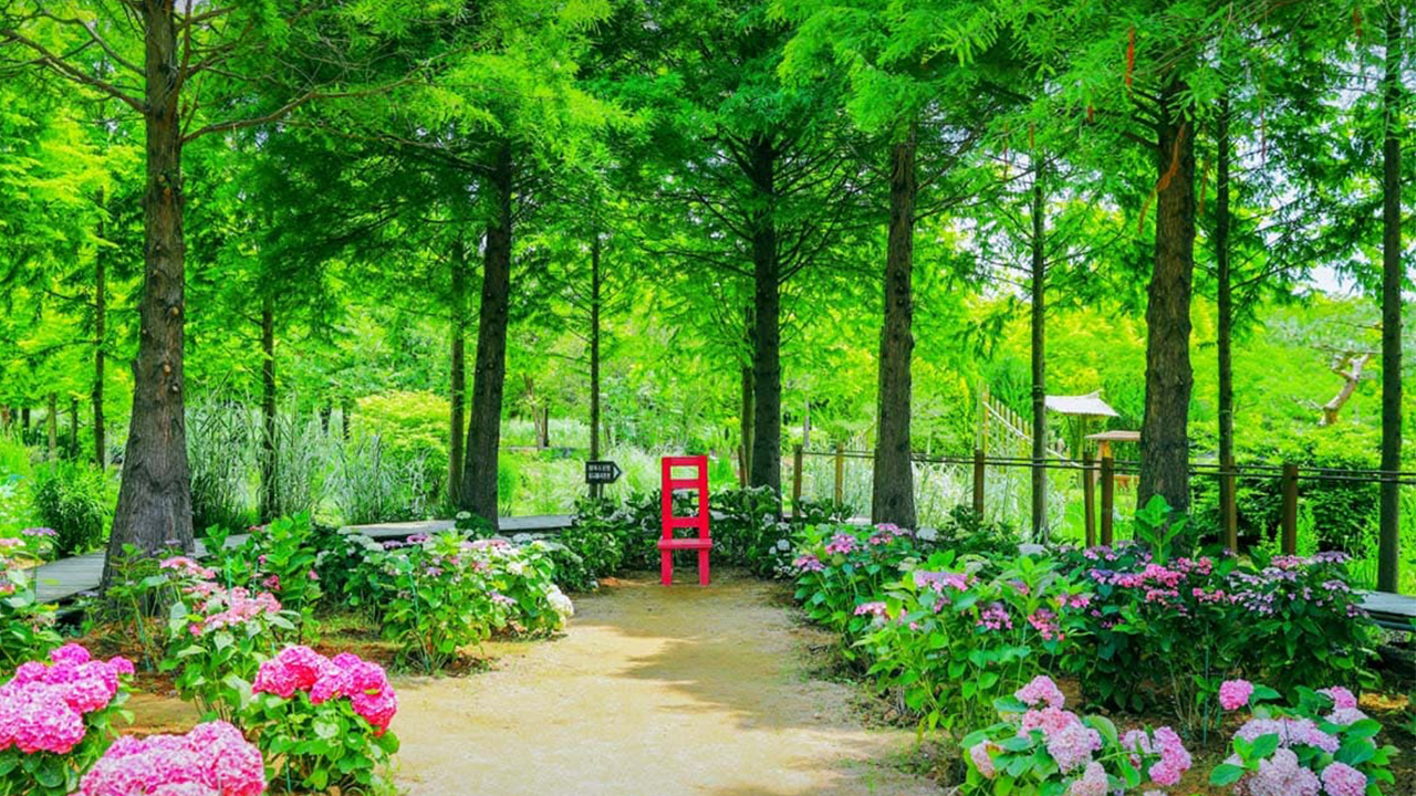 踏入這片被青山環抱的花園，感覺就像進入了一個四季溫和保存的景觀。