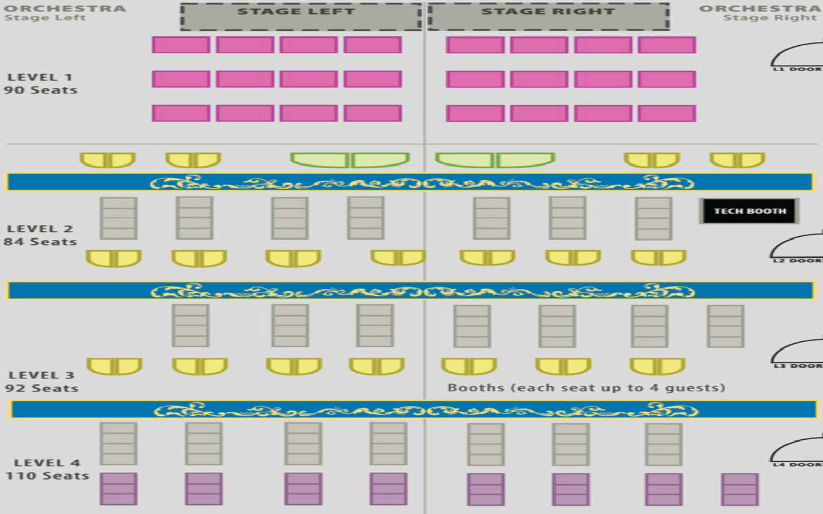 寬敞的 550 個座位劇院設計，確保每位觀眾都能享有清晰的視野和舒適的觀影體驗。