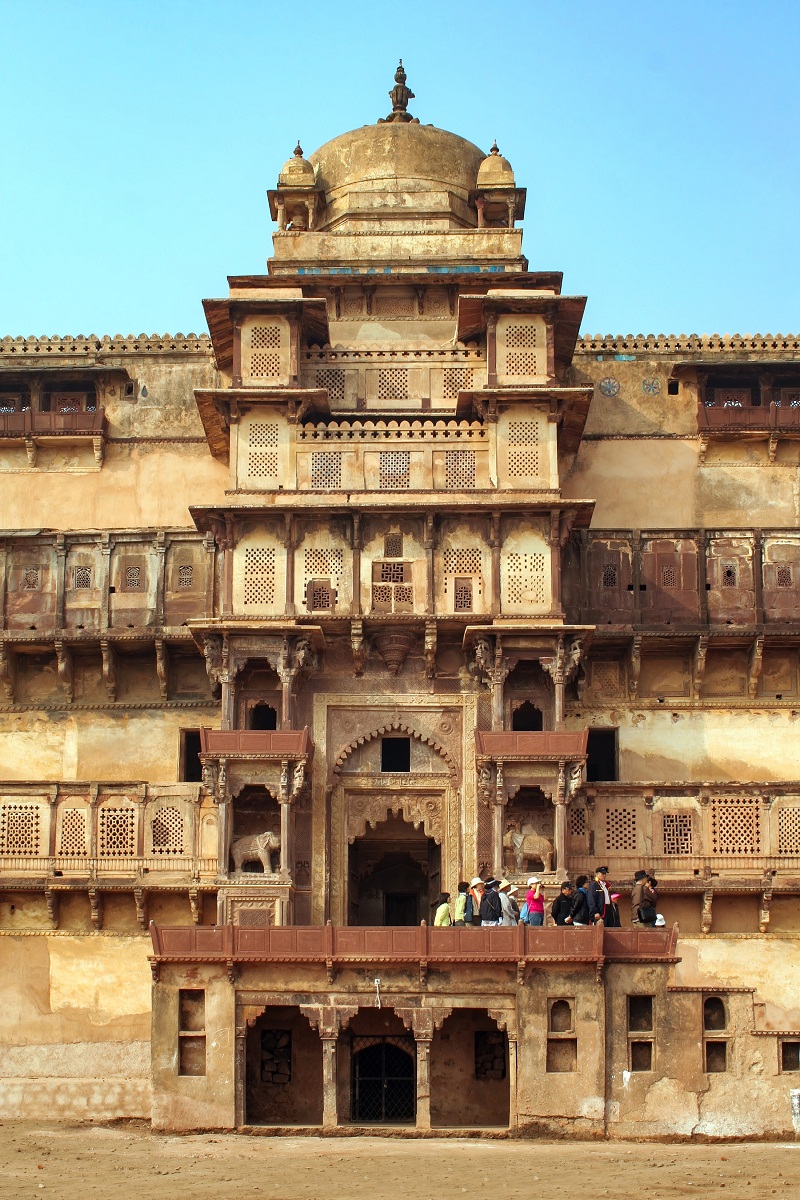 Beautiful view of jahangir mahal in Orchha.