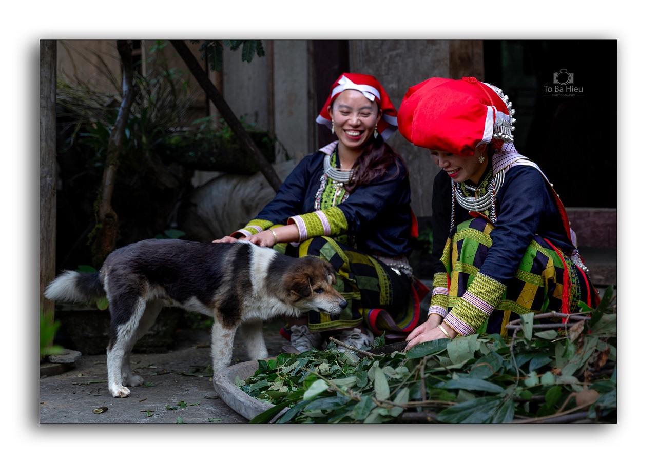 Red Dao women in traditional attire