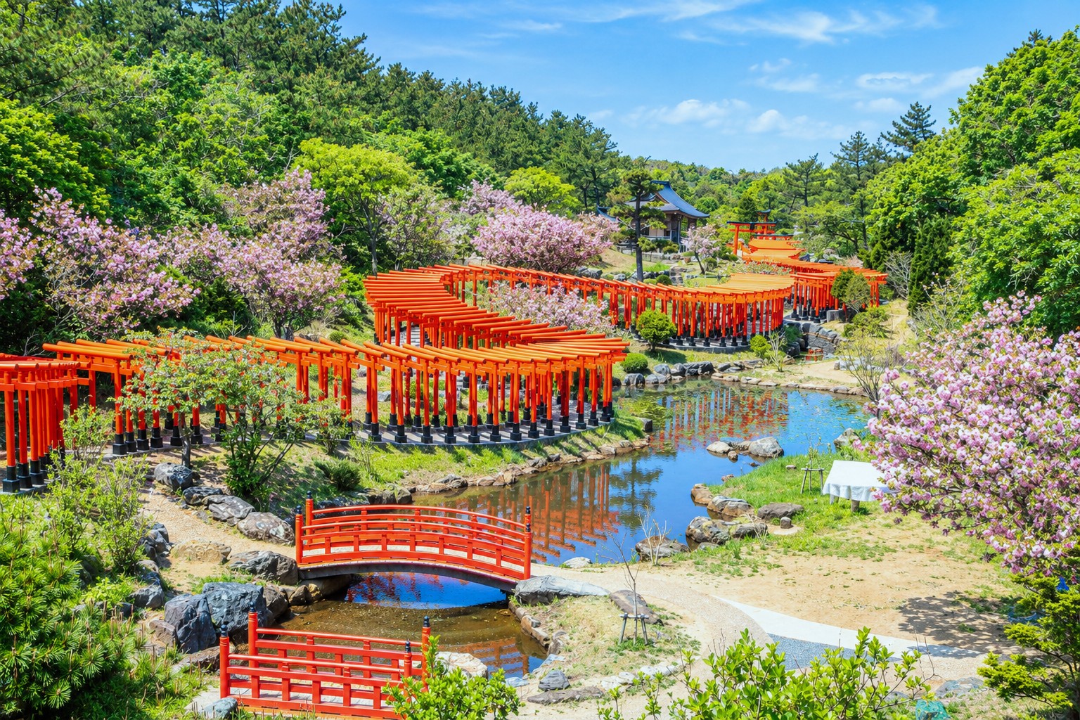 高山稻荷神社（plan2）
高山稻荷神社位於津輕市，是青森地區極具代表性的稻荷神社之一。神社境內排列著成排硃紅色鳥居，沿著山坡蜿蜒而上，景觀壯觀而神秘。