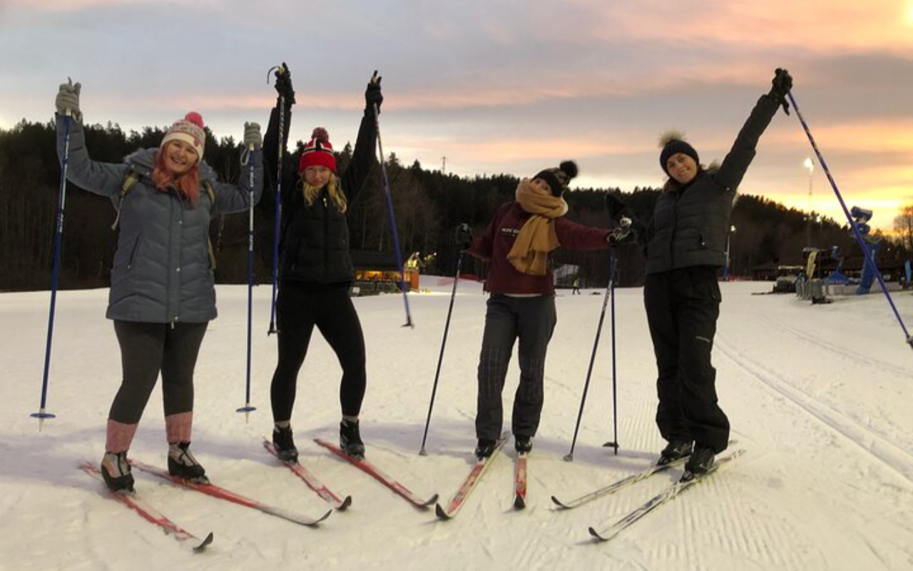 Embracing the golden hour glow and snowy adventures with best friends