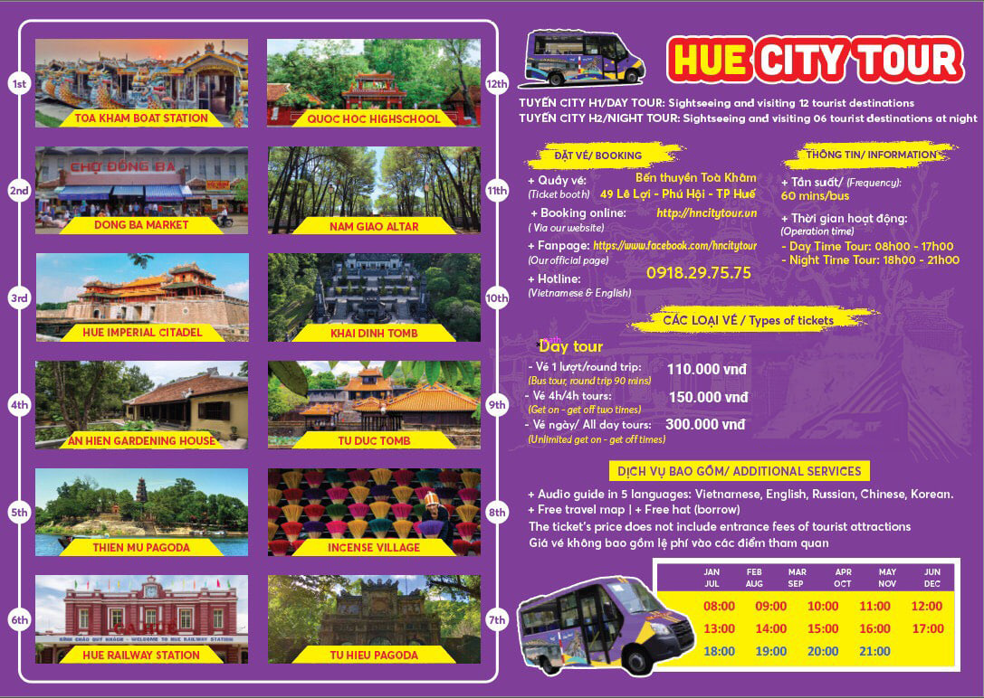 Hue City Tour by Mini Bus Ticket