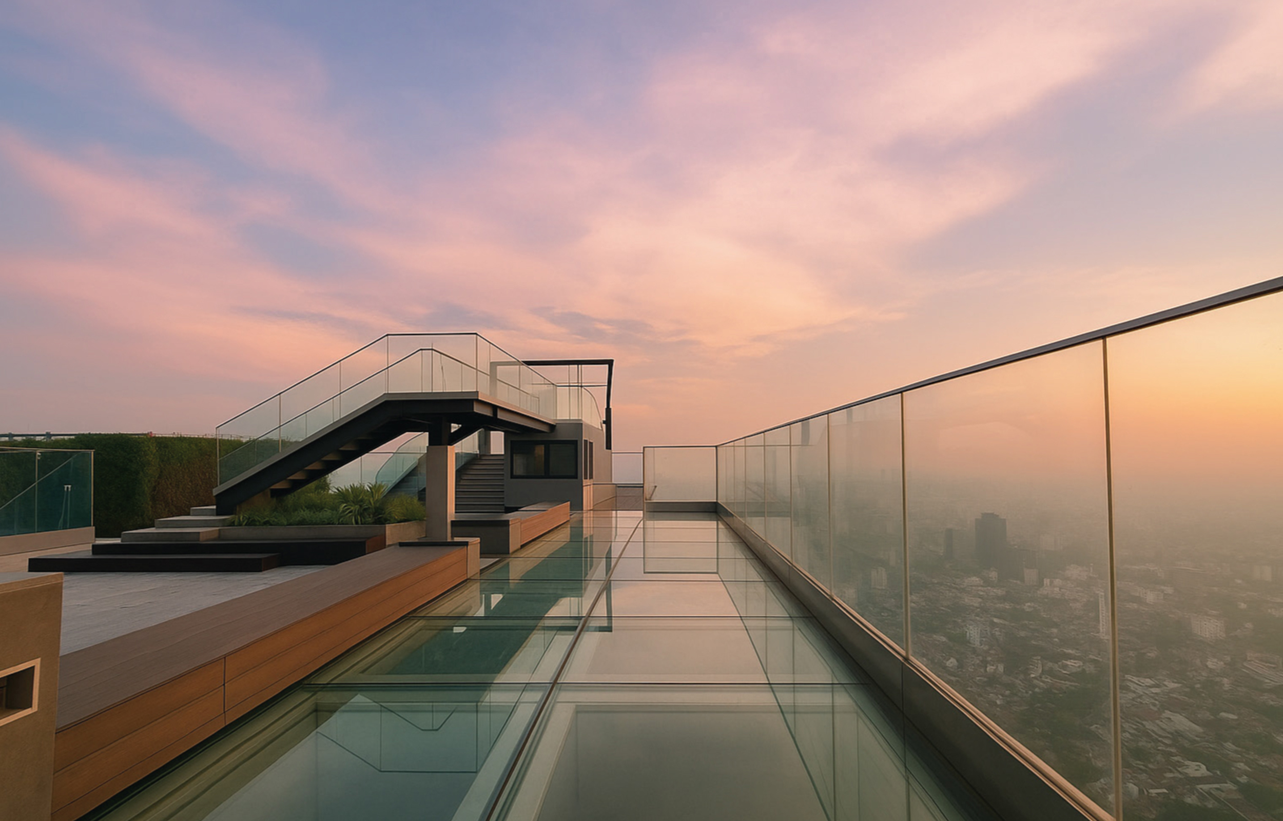 踏上我們驚險刺激的玻璃地板,漂浮在城市上空。敢往下看嗎? 踏上我們驚險刺激的玻璃地板,漂浮在城市上空。敢往下看嗎?