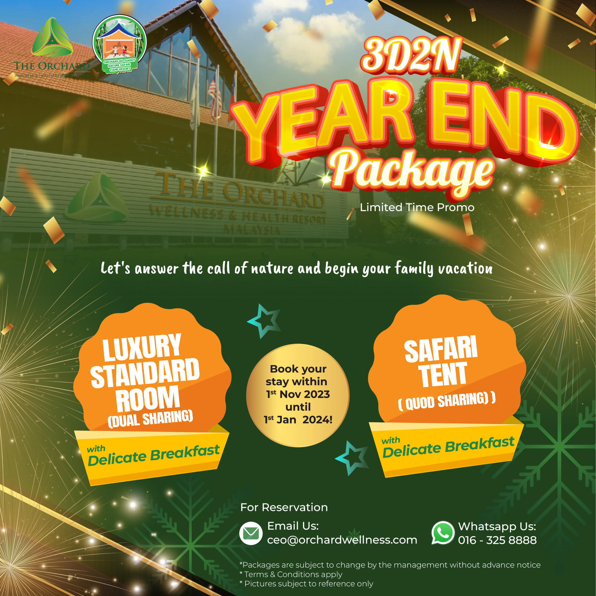 3D2N Unmissable Year End Package by The Orchard Wellness, Malacca