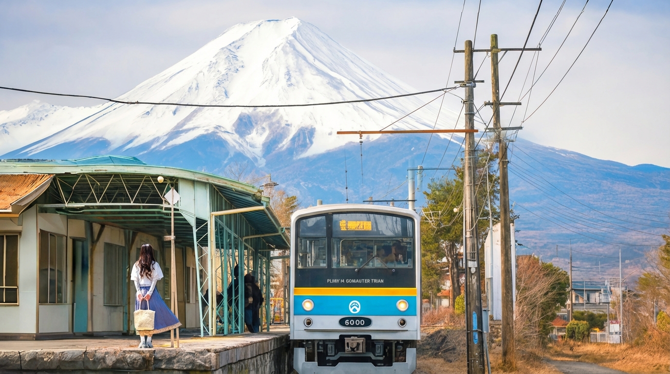 搭乘富士急線路列車🚞,短程體驗富士山地區的在地交通方式。沿途可欣賞小鎮與自然交織的景色,天氣條件允許時可遠望富士山方向,為行程增添輕鬆的移動體驗。 搭乘富士急線路列車🚞,短程體驗富士山地區的在地交通方式。沿途可欣賞小鎮與自然交織的景色,天氣條件允許時可遠望富士山方向,為行程增添輕鬆的移動體驗。