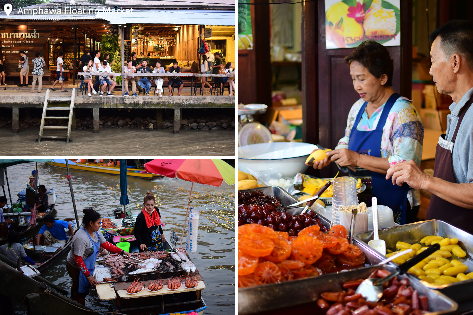 Dine in Amphawa Floating Market, famous for its delicious solen delicious shellfish, and other seafood cuisines