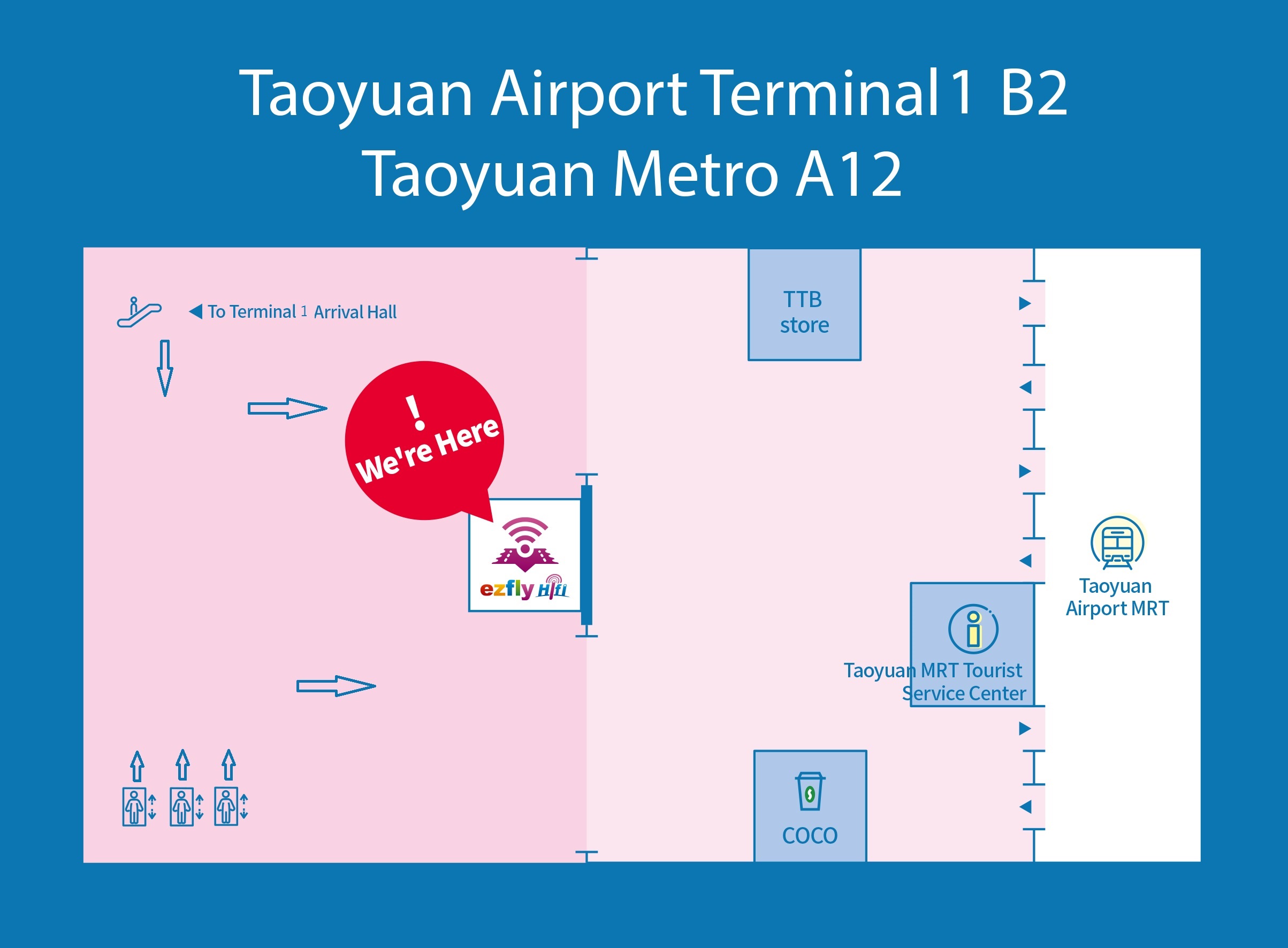Taoyuan Aiport Terminal 1: B2 Ezfly MRT service counter