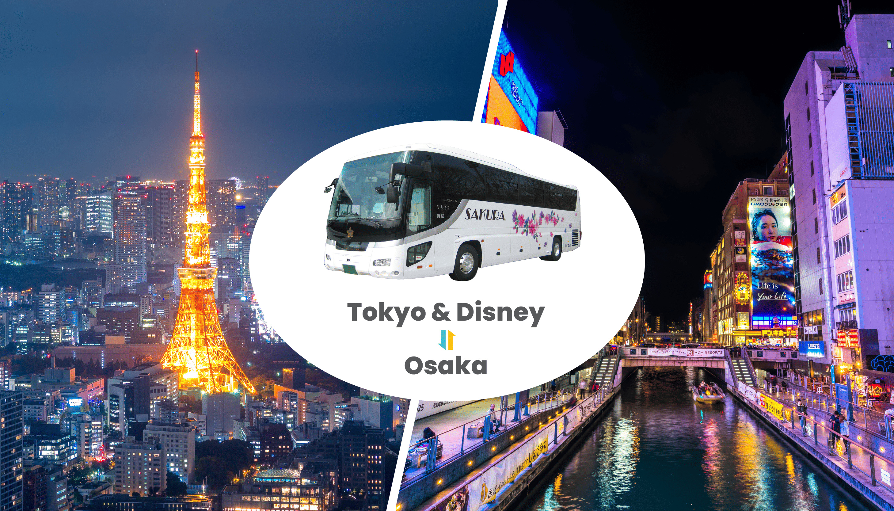 東京及迪士尼區域 - 大阪夜間巴士