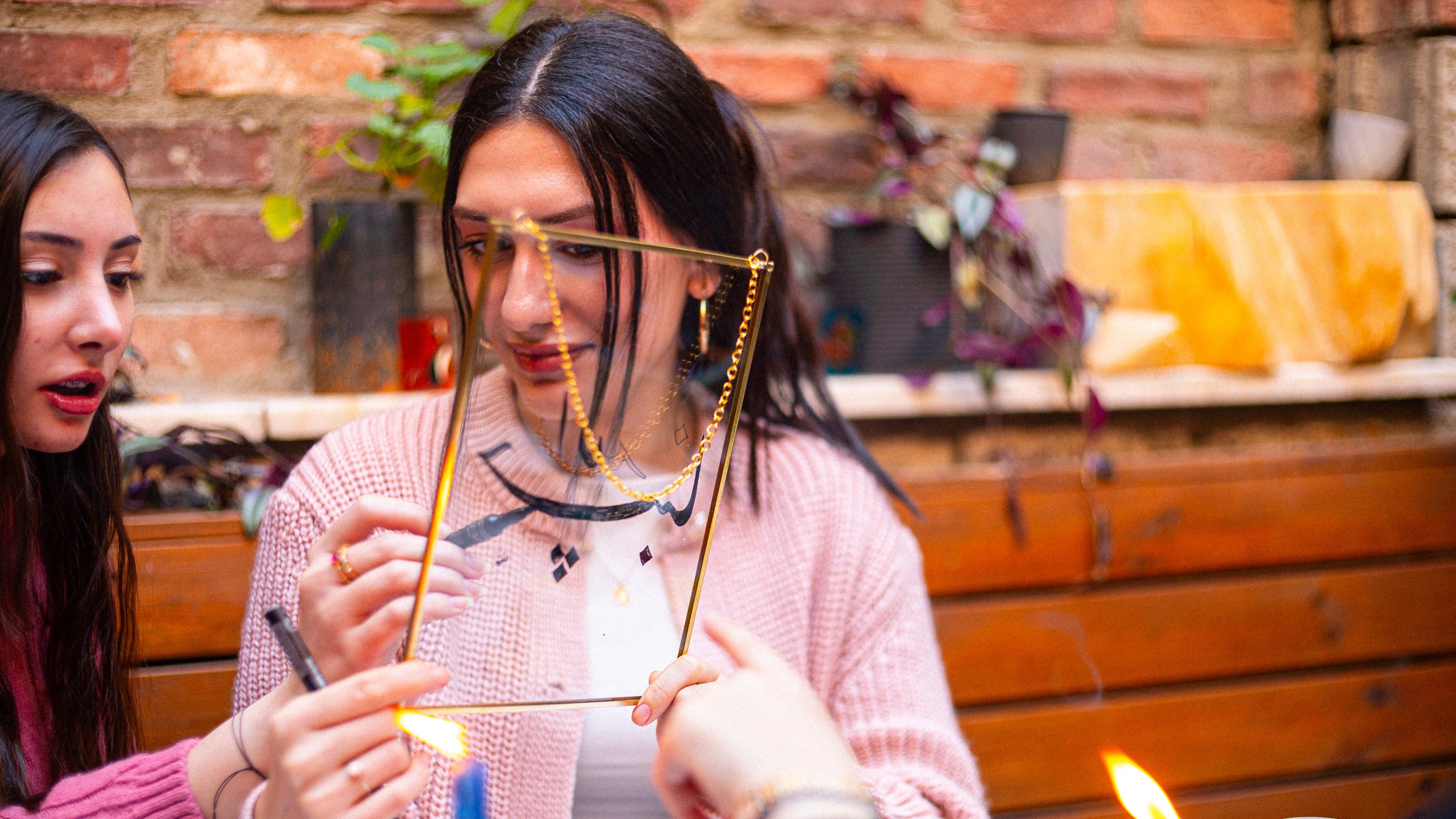 Discover the elegance of ancient script flowing gracefully across delicate glass panels