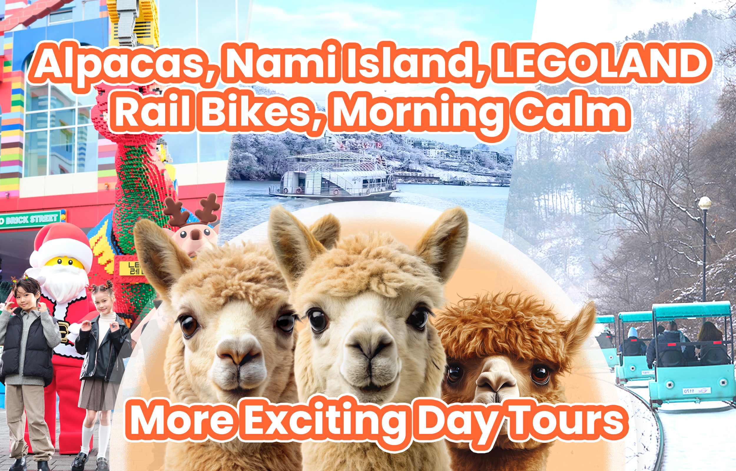 Alpaca &amp; Nami Island &amp; Rail Bike &amp; Petite French Village &amp; Legoland