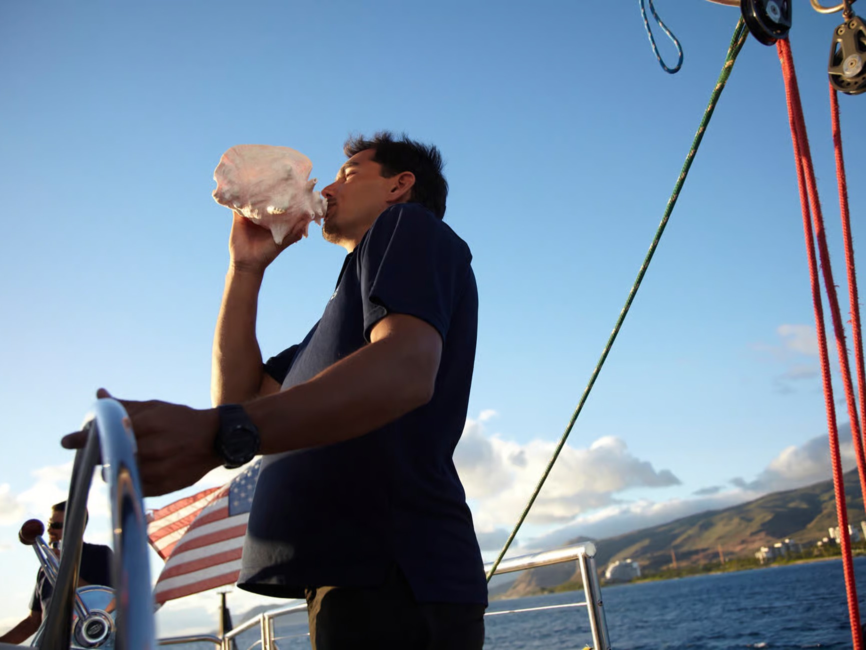 Signal the start of an ocean adventure as a conch shell echoes across Honokohau