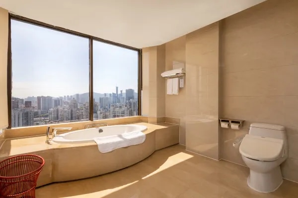 Hotel room bathing area display map