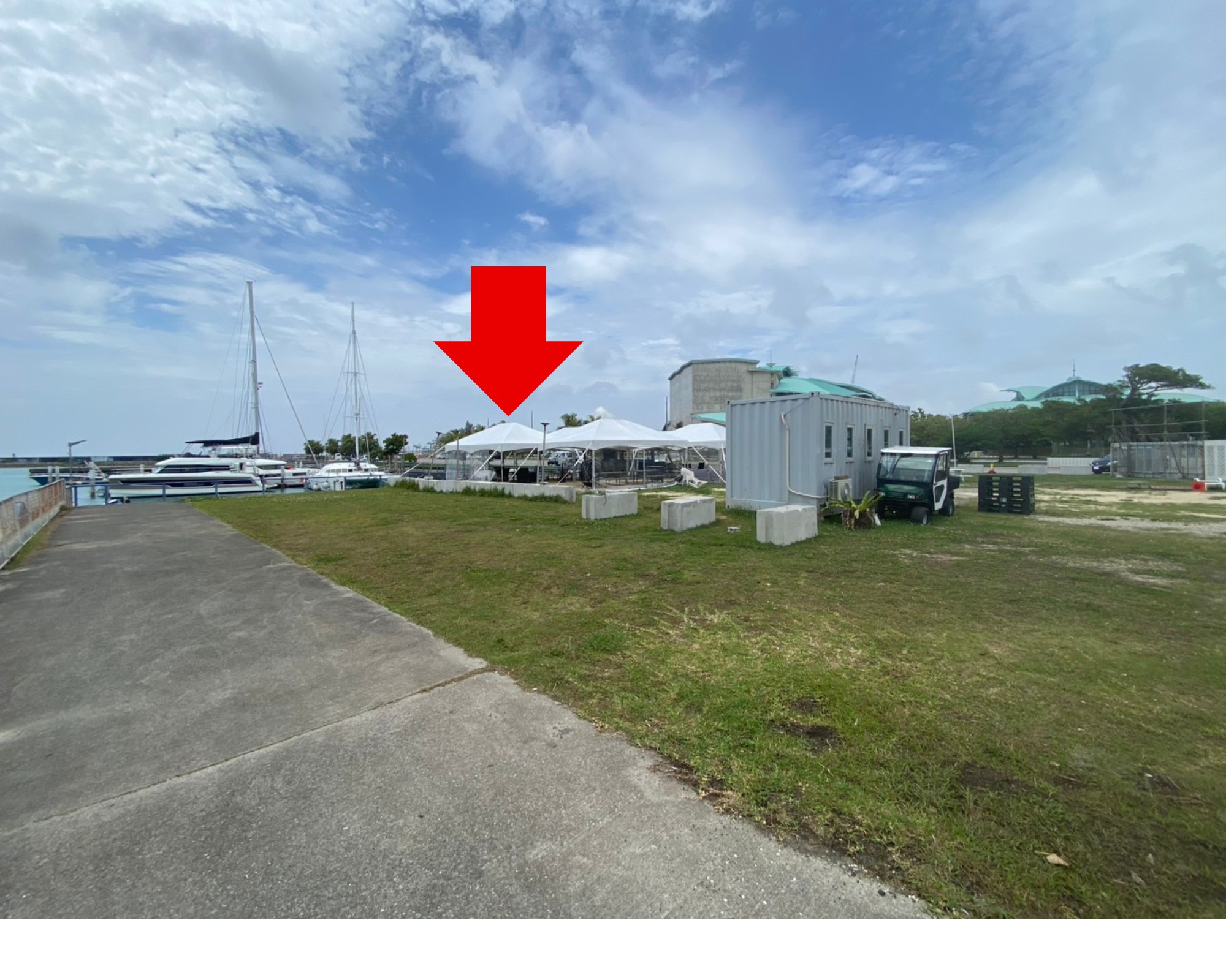 [Self-Assembled Travelers]
・Morning Session Assembly Time: 08:45 Assembly
・Afternoon Session Assembly Time: 13:45 Assembly
※Assembly Location: Ginowan Marina Pier (White Tent Area)