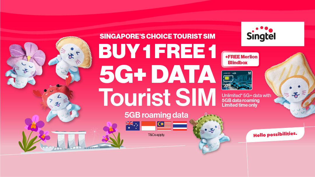 Singtel 5G / 4G新加坡SIM卡（新加坡機場 & 市區領取）
