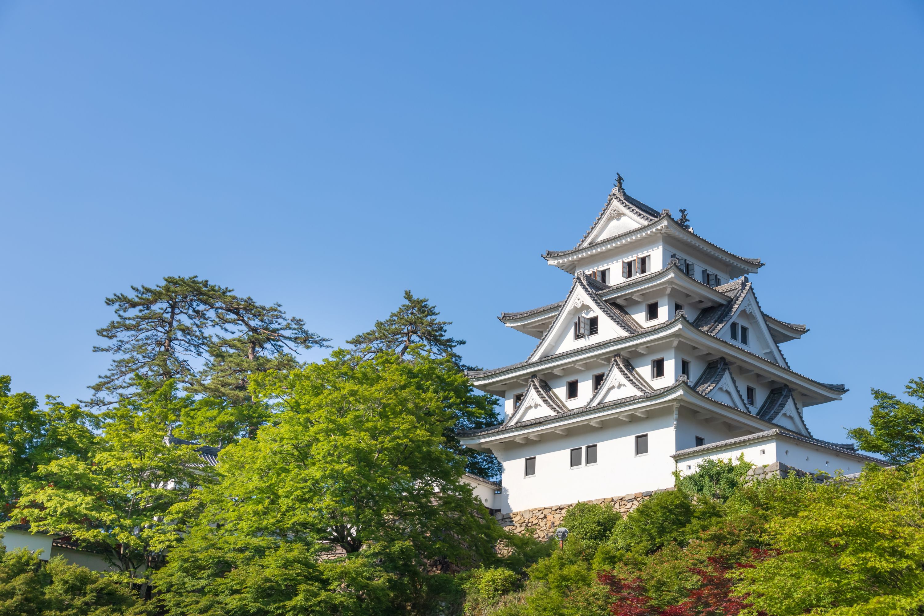 郡上八幡城：坐落於八幡山頂，因其在秋季晨霧繚繞時呈現的夢幻景象，而享有「天空之城」的美譽。