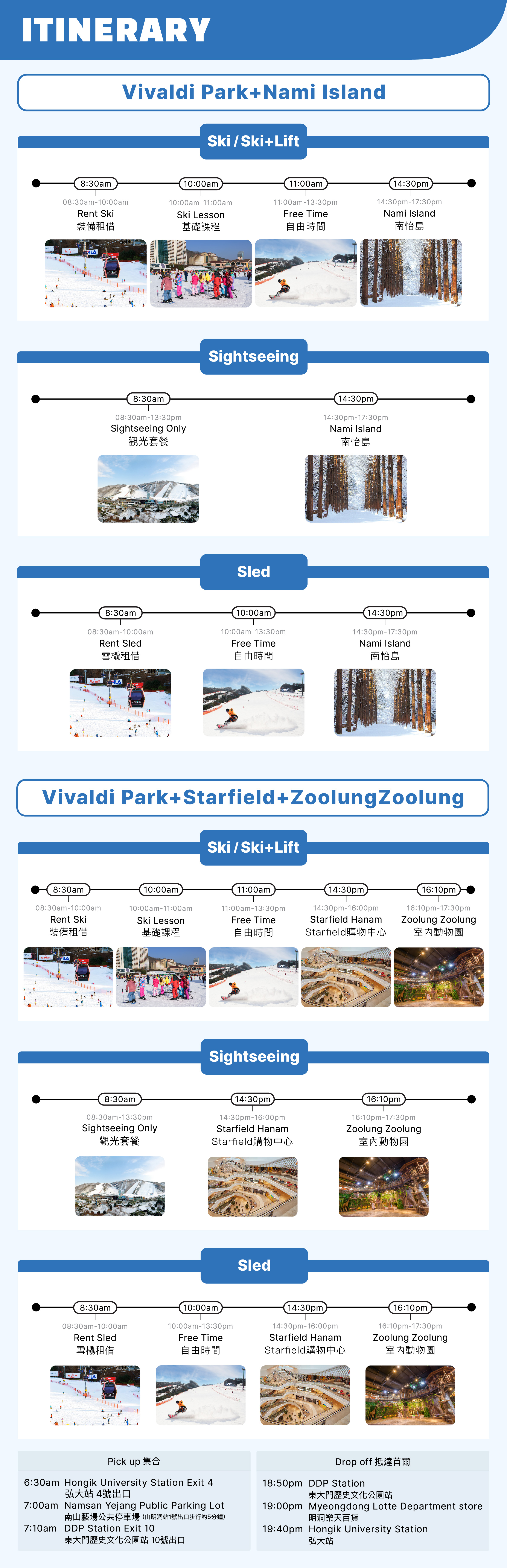 Nami Island & Vivaldi Park Winter Ski Day Tour from Seoul