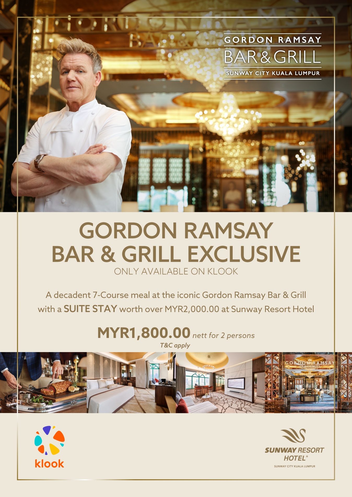 Gordon Ramsay Bar & Grill 餐飲體驗＆1晚飯店套房住宿