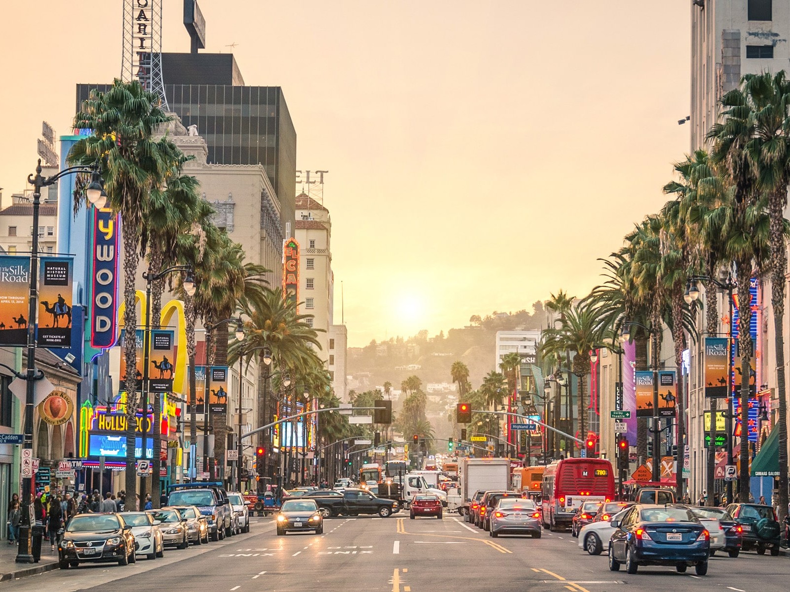 Stroll along Hollywood Boulevard filled with glitz, energy, and legendary Los Angeles landmarks