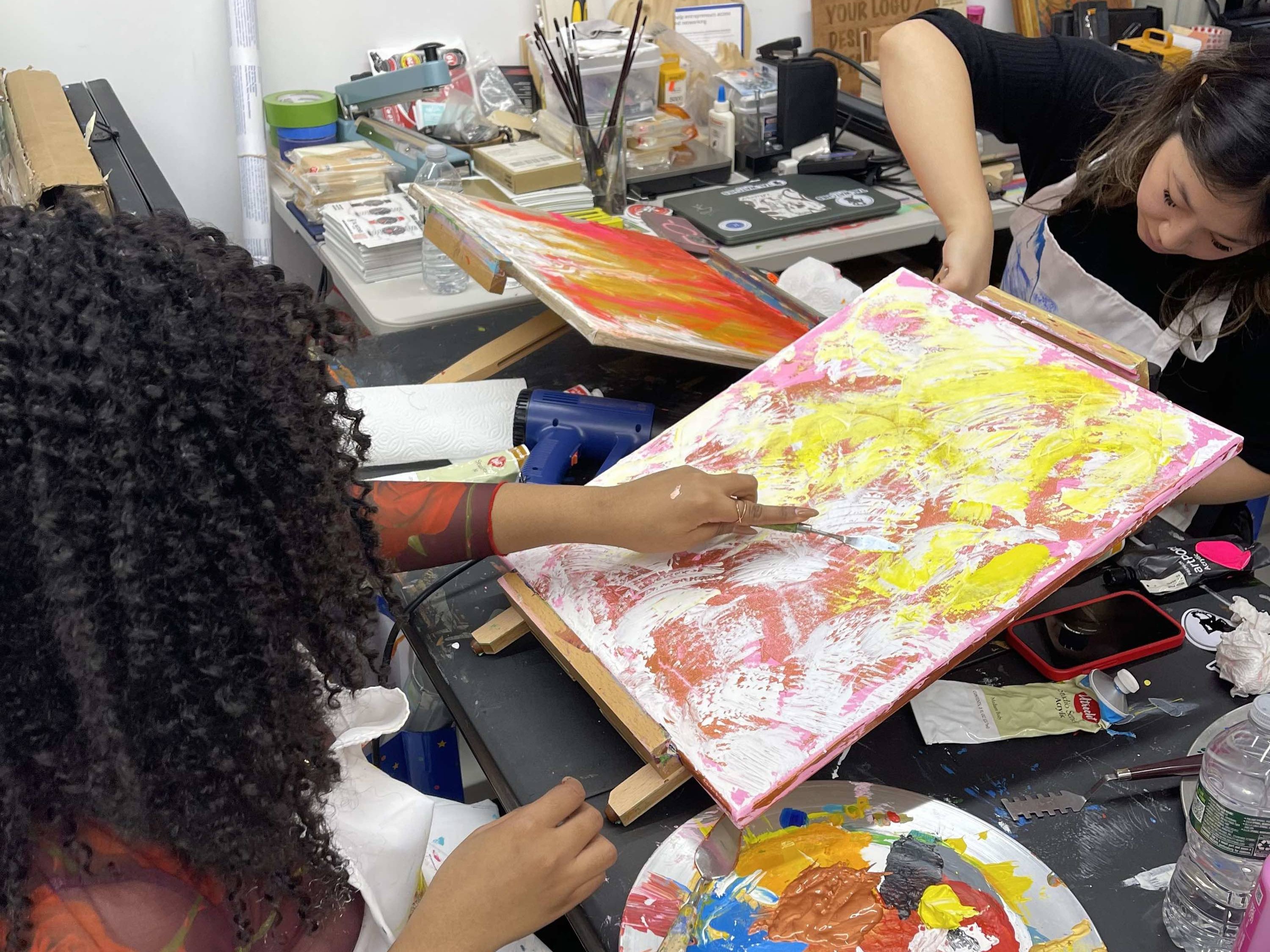 Abstract Painting with Palette Knives in New York
