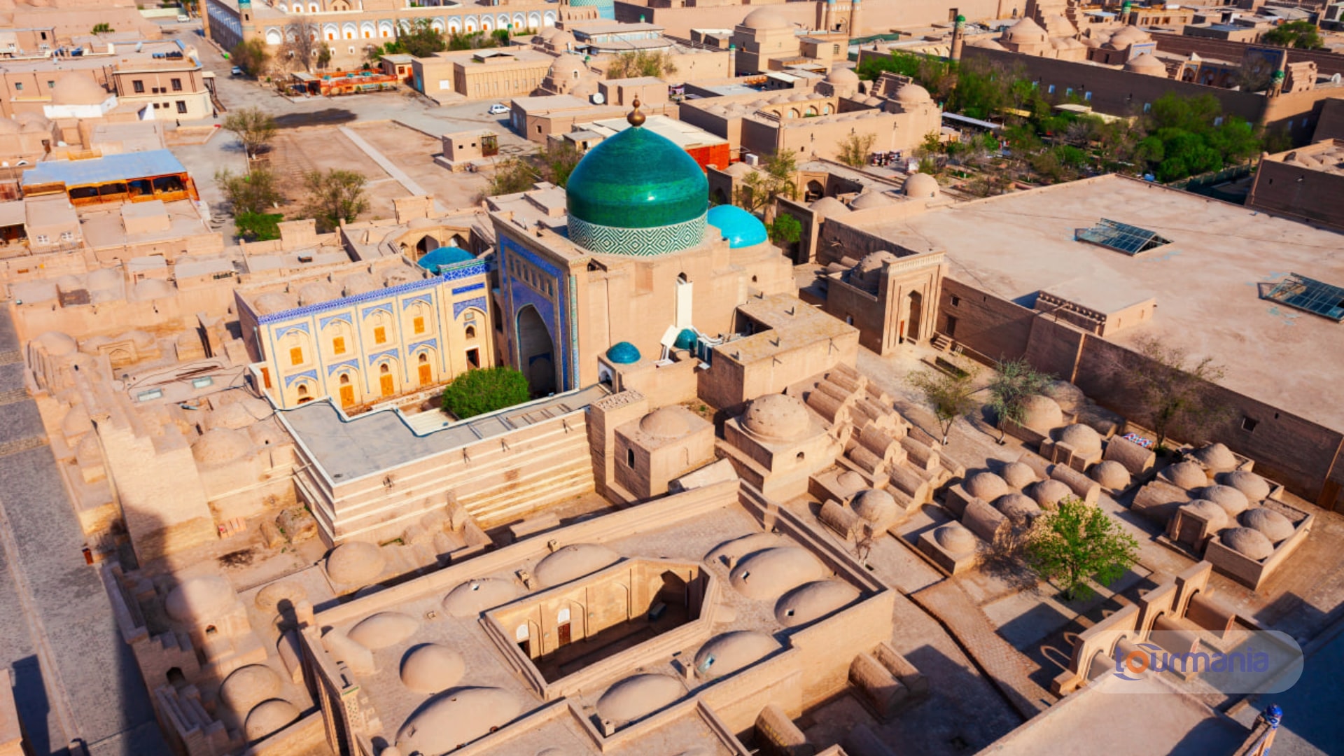 Aerial view of Pakhlavon Makhmoud mausoleum