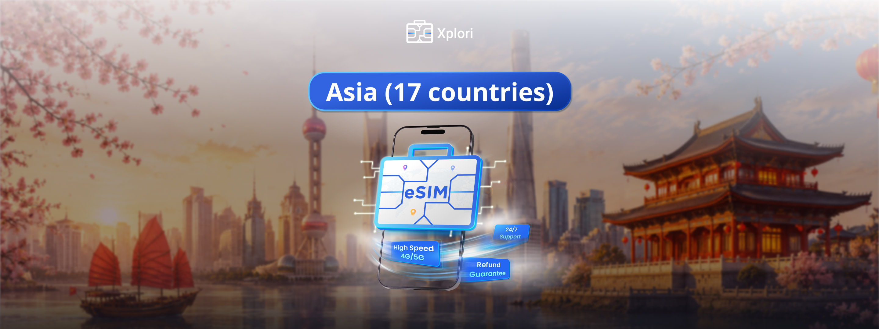 eSIM for Asia Pacific - 17  (immediately usable via email) by Xplori