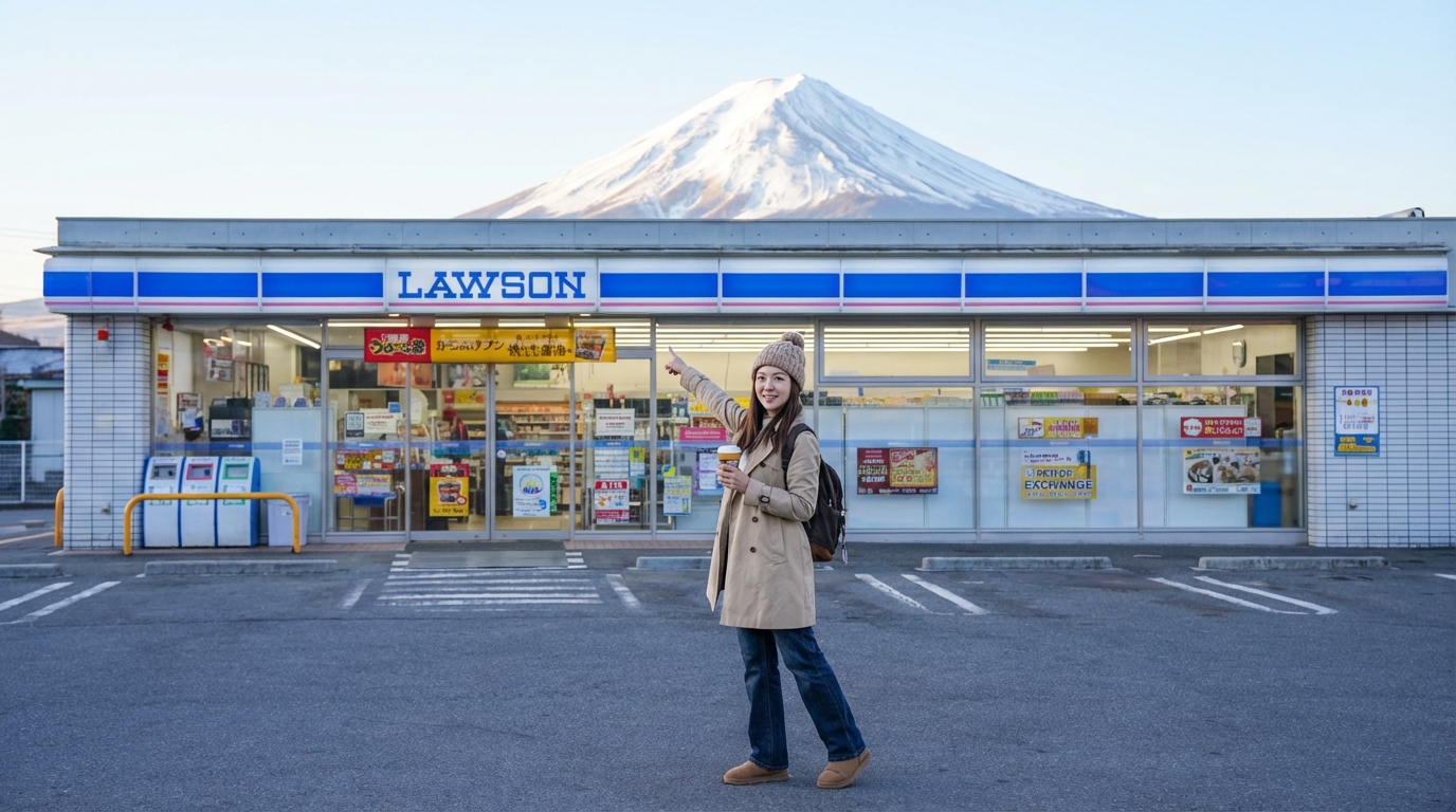 羅森: “便利店的霓虹燈和白雪皚皚的富士山同時出現在畫面中,平凡的日常生活瞬間昇華為一張令人驚歎的世界明信片。” 羅森: “便利店的霓虹燈和白雪皚皚的富士山同時出現在畫面中,平凡的日常生活瞬間昇華為一張令人驚歎的世界明信片。”