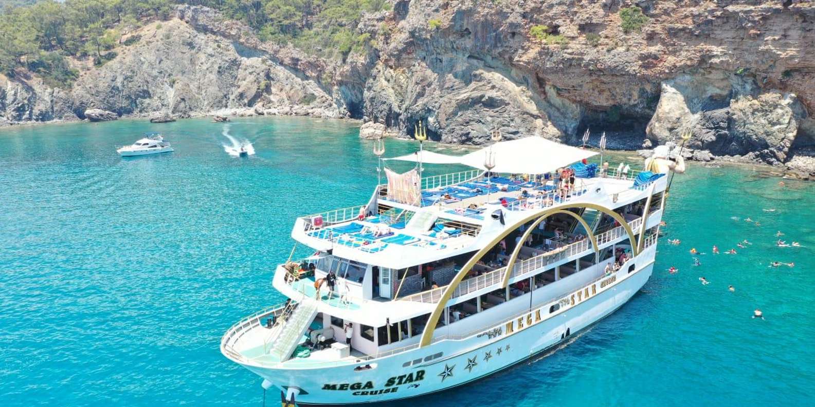 Mega Star Boat Tour with transfer from Kemer