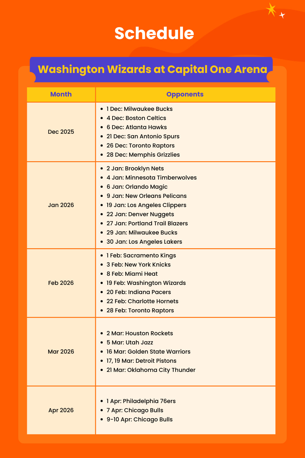 查看更新後的比賽日程，以便計劃本賽季的每一場精彩對決