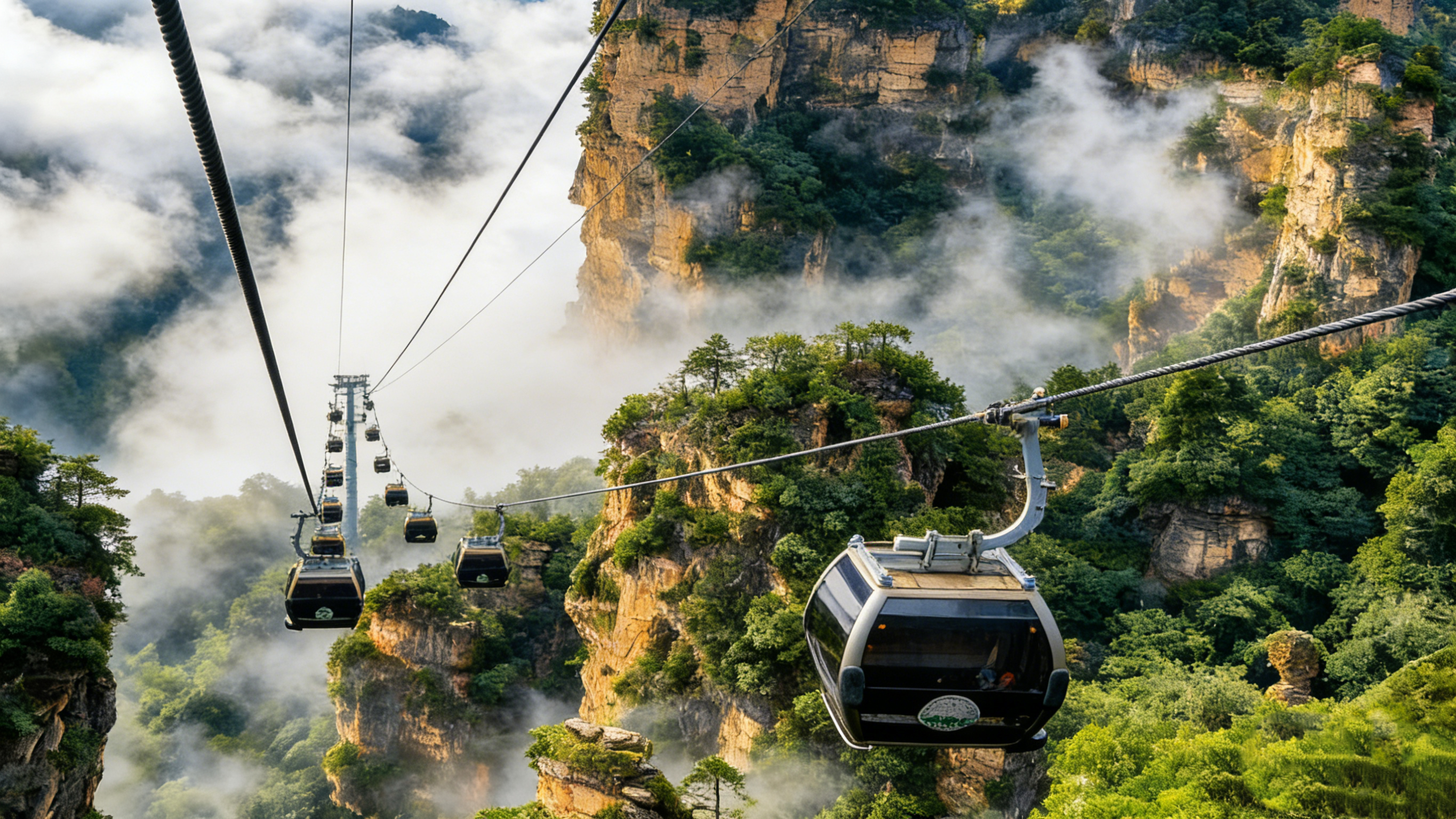 Day 3: Tianmen Mountain-Tianmen Cave.Meet your tour guide.  Start today's new adventure by taking the world's Longest Cable Car Ride-Tianmen Mountain Cable Car. The whole journey takes about 28 minutes. Enjoy the panorama view of Zhangjiajie City&99 Bends