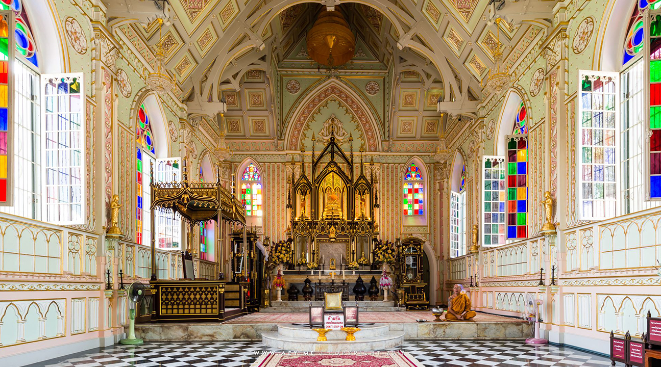 interior of temple in thailand