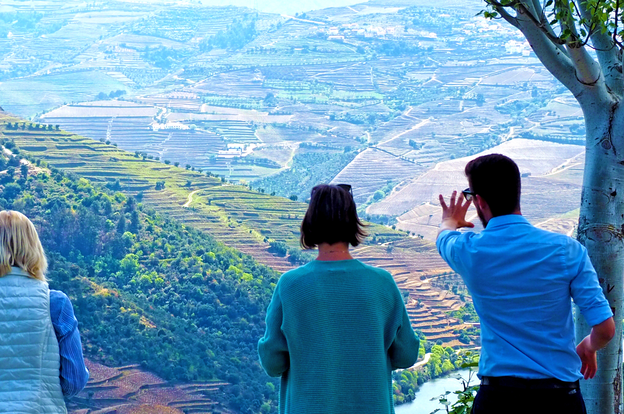 Tour guide explaning the landscape