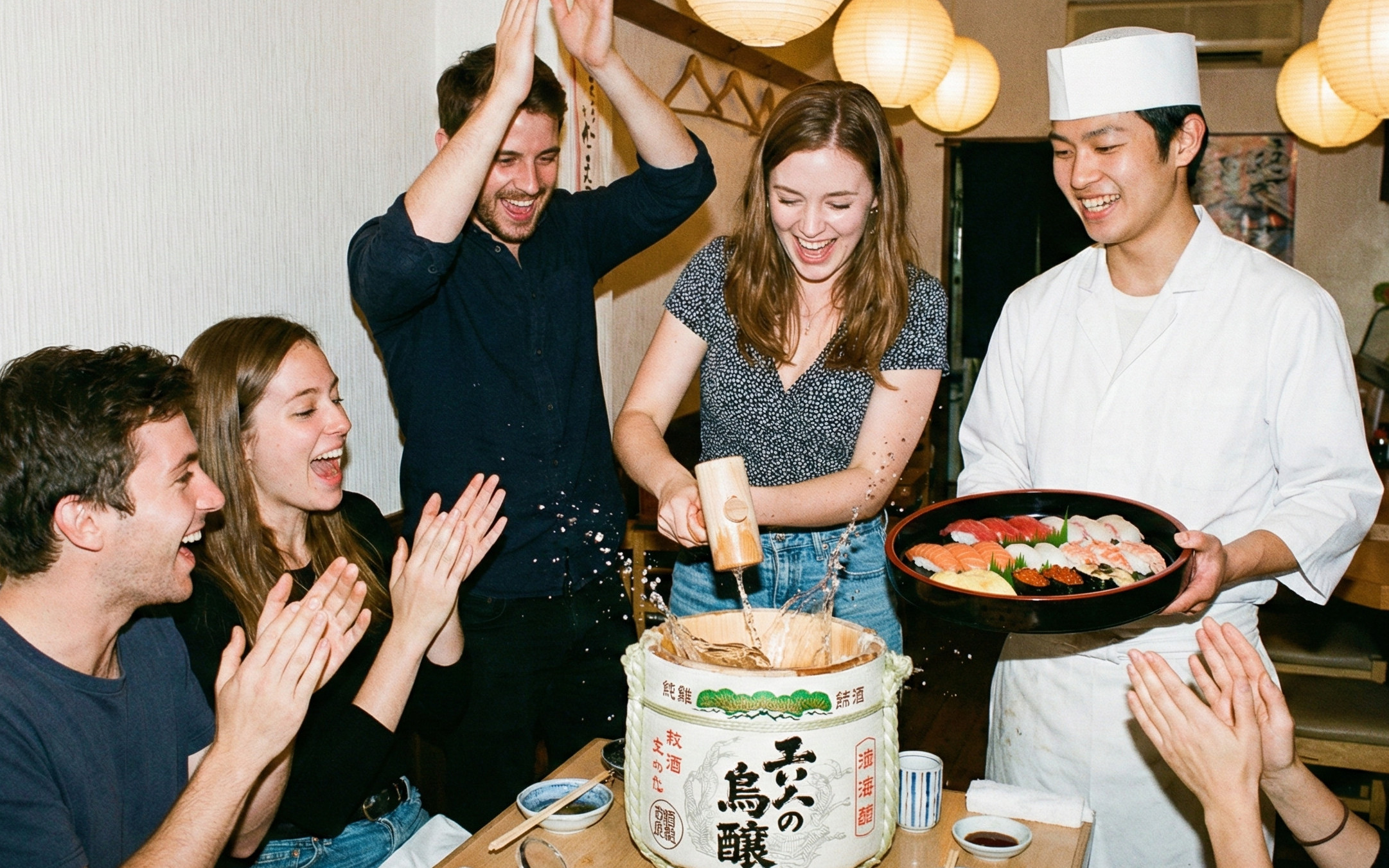Asakusa Tokyo Sushi Making Class: Sake Barrel Toast & Whisk Matcha 