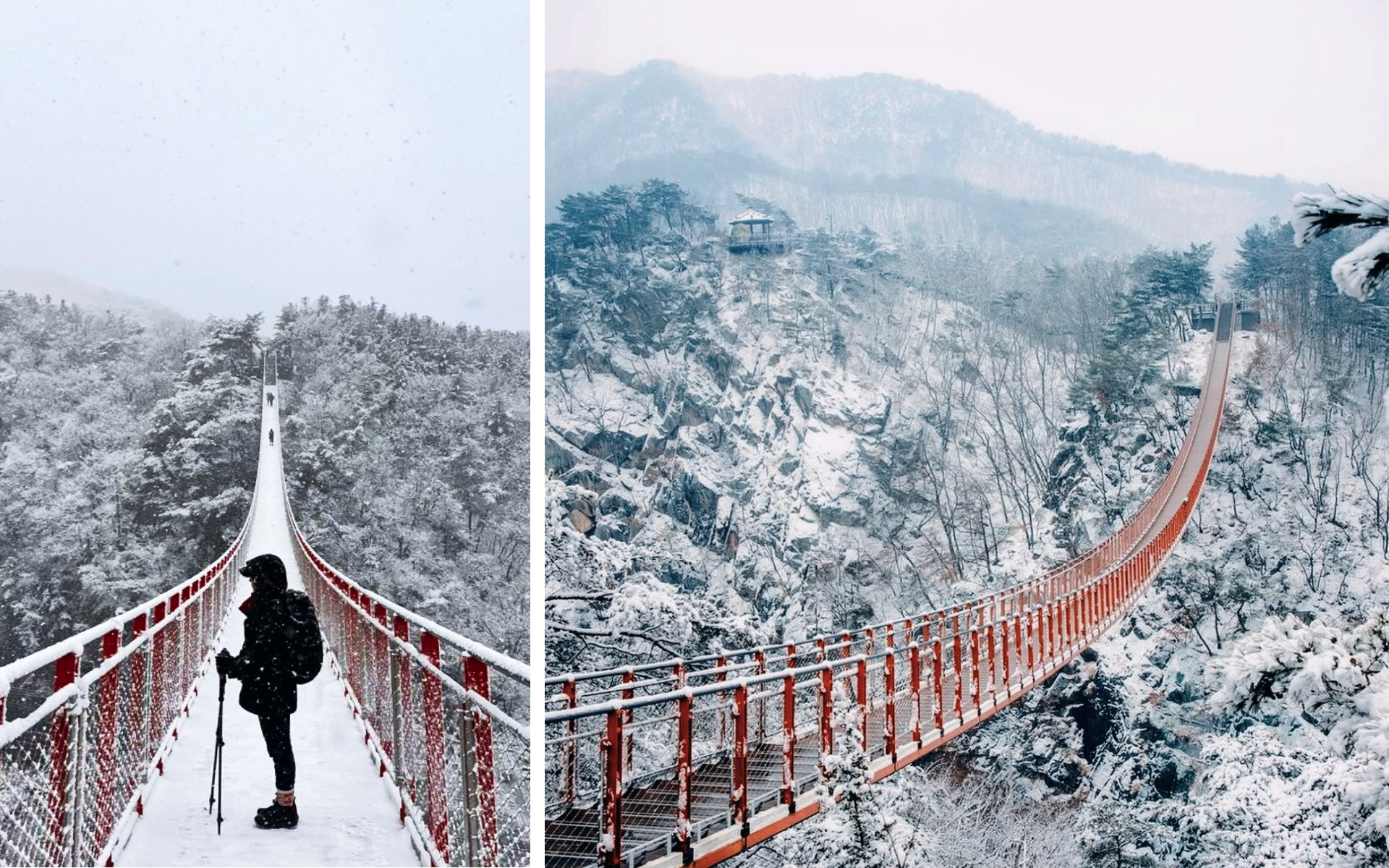 登上吊橋,飽覽白雪皚皚的山谷,將令人屏息的壯麗全景盡收眼底。 登上吊橋,飽覽白雪皚皚的山谷,將令人屏息的壯麗全景盡收眼底。