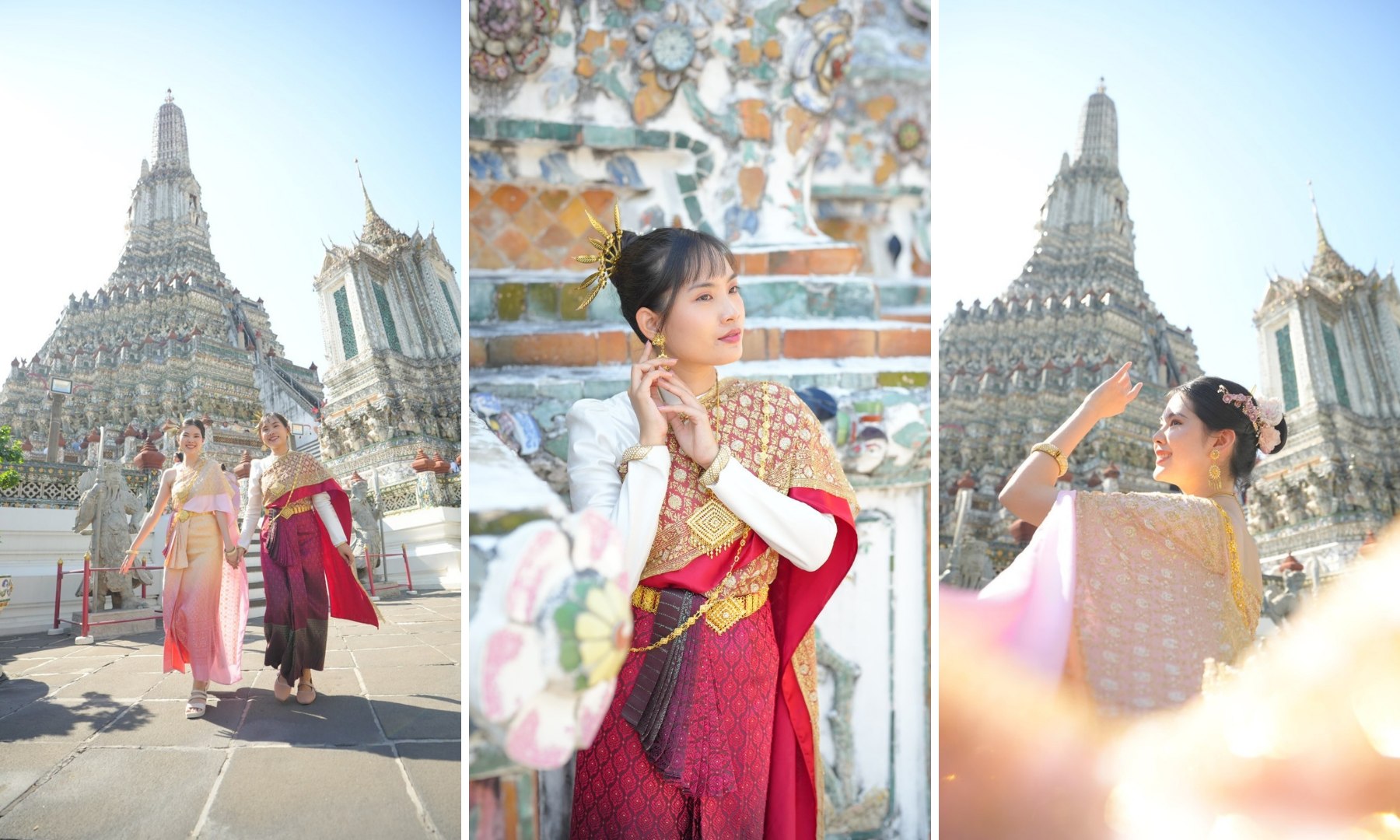 Go with super-skilled photographer Jack! Commemorative photo shoot at Wat Arun + Thai folk costume rental by Panda Bus (JK)