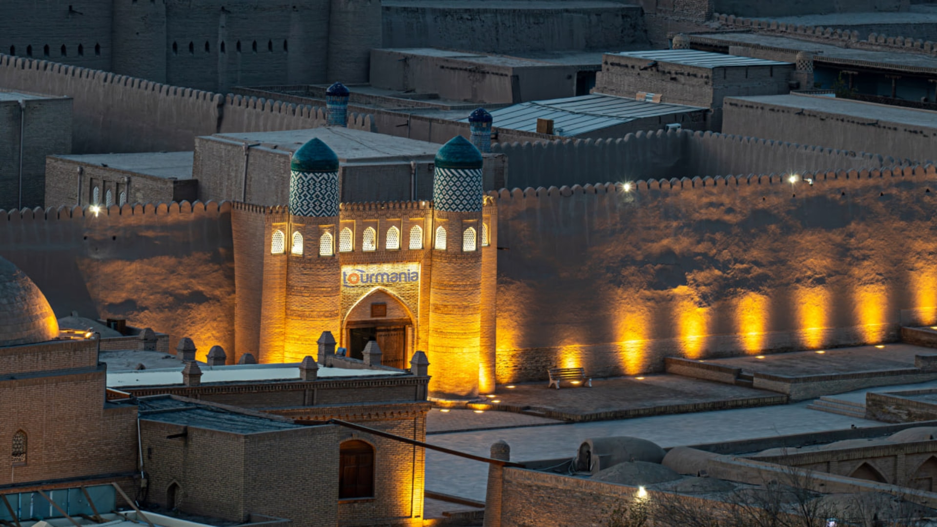Itchan Kala Gate at night