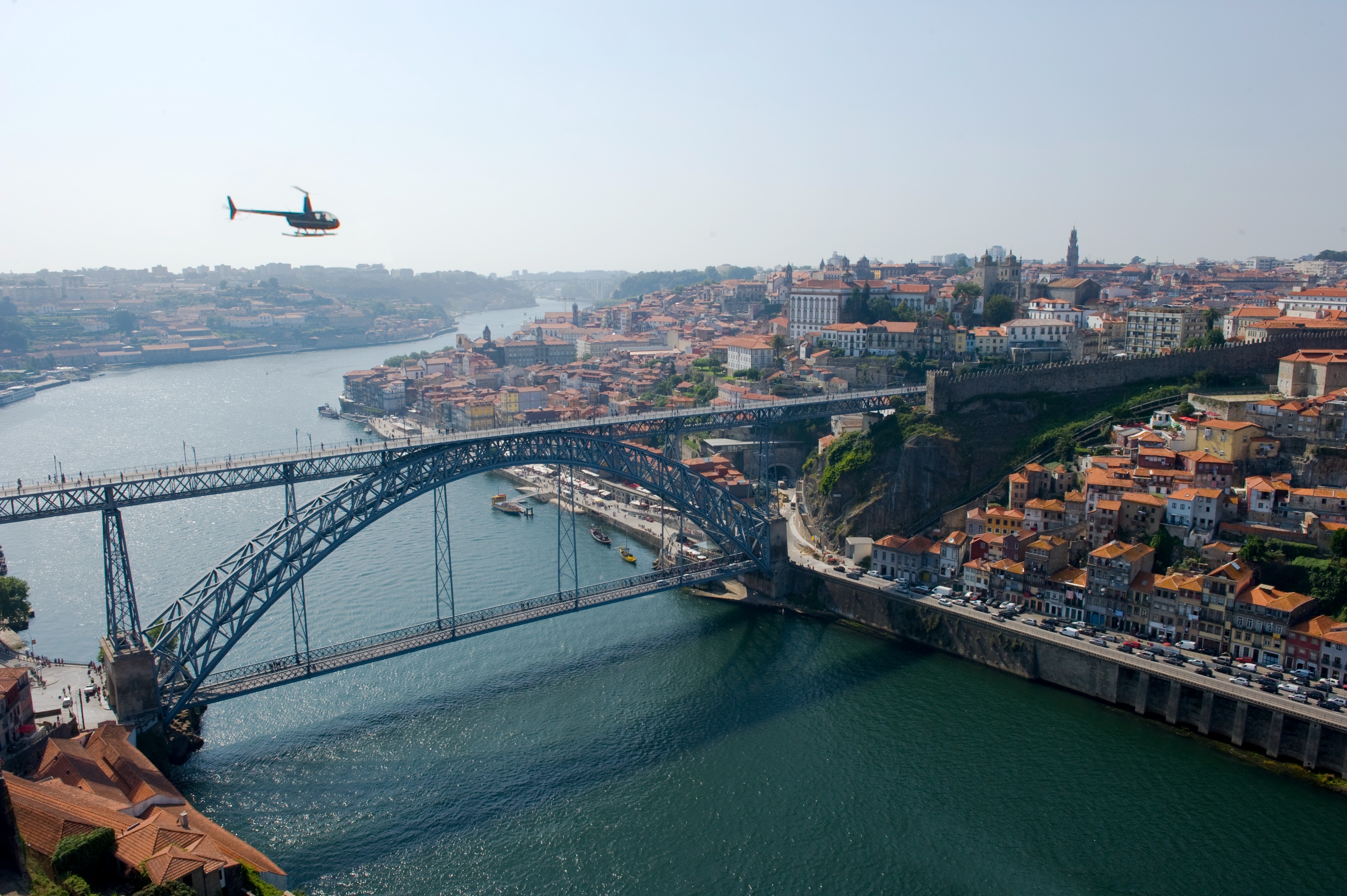 Porto's city view from a helicopter