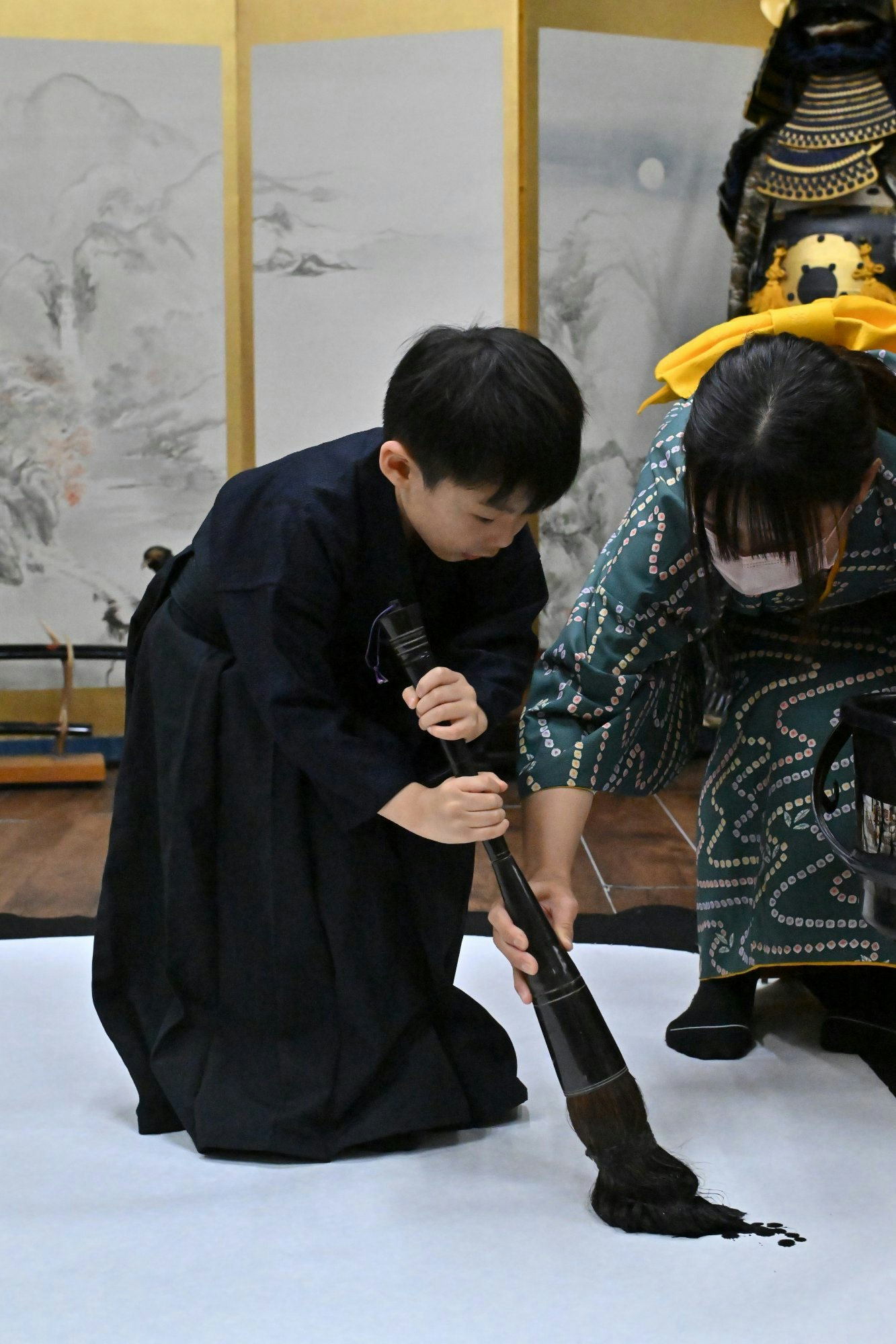 在大阪學習武士道和禪宗的武士書法