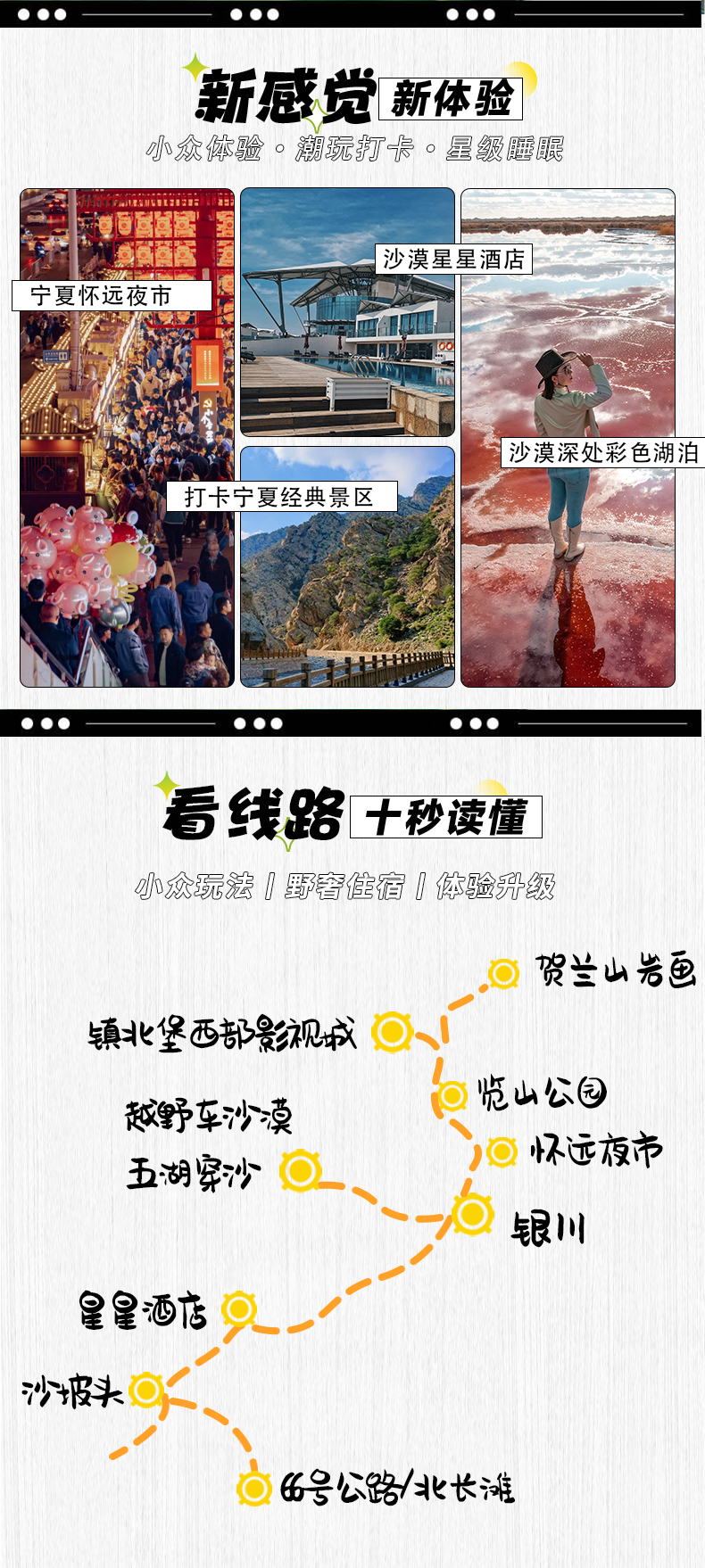 寧夏中衛星動時刻拼團5日（沙漠星星酒店+騰格裡沙漠五湖穿越+贈烏蘭湖無人機航拍+沙坡頭+鎮北堡西部影城+賀蘭山岩畫+66號公路）