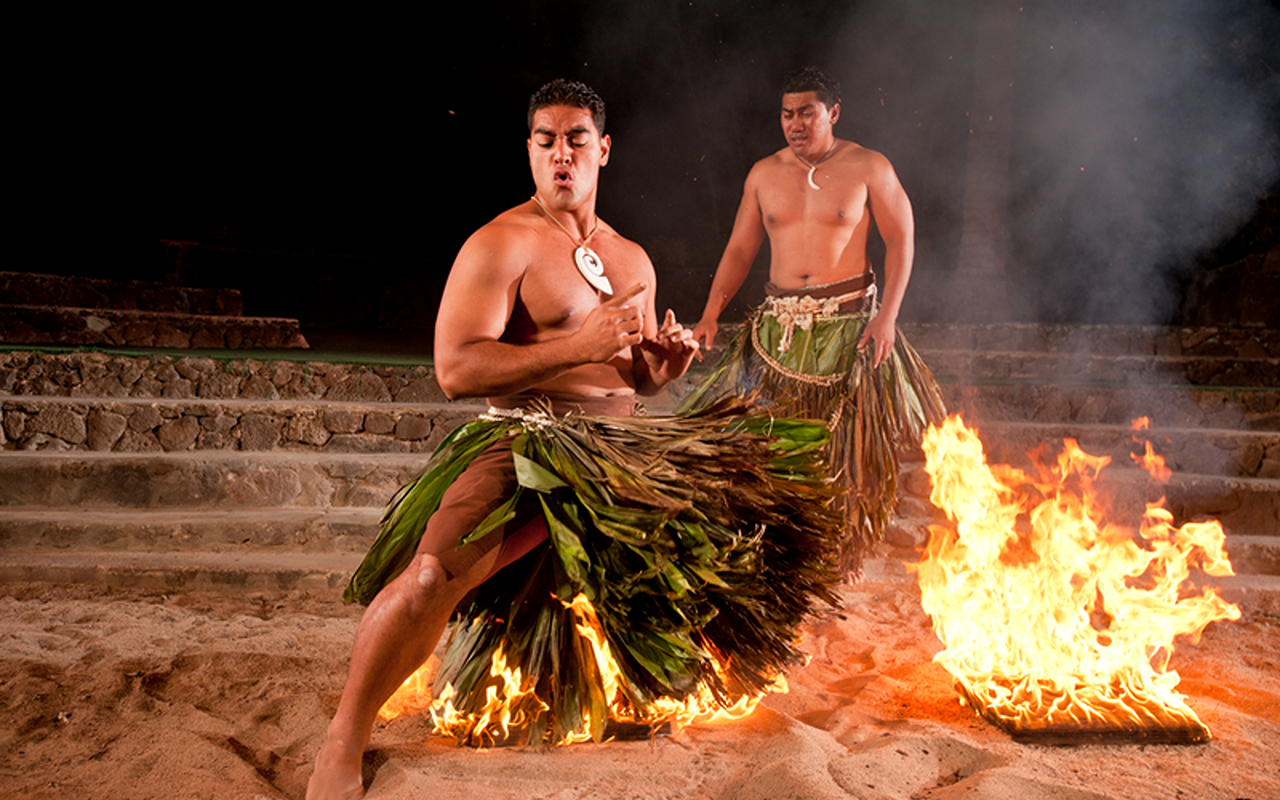 Witnessing the spectacular fire dance during the HA: Breath of Life show
