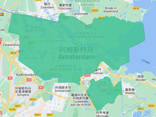 Amsterdam service area map