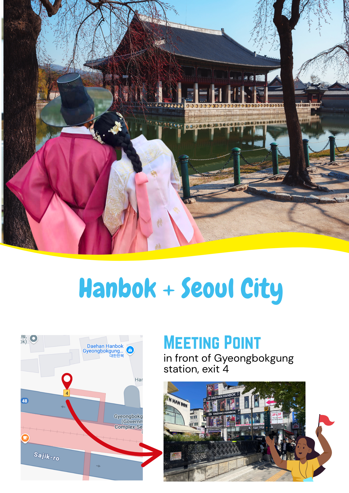 [30% promotion] Hanbok Experience + Gyeongbokgung Walking Tour